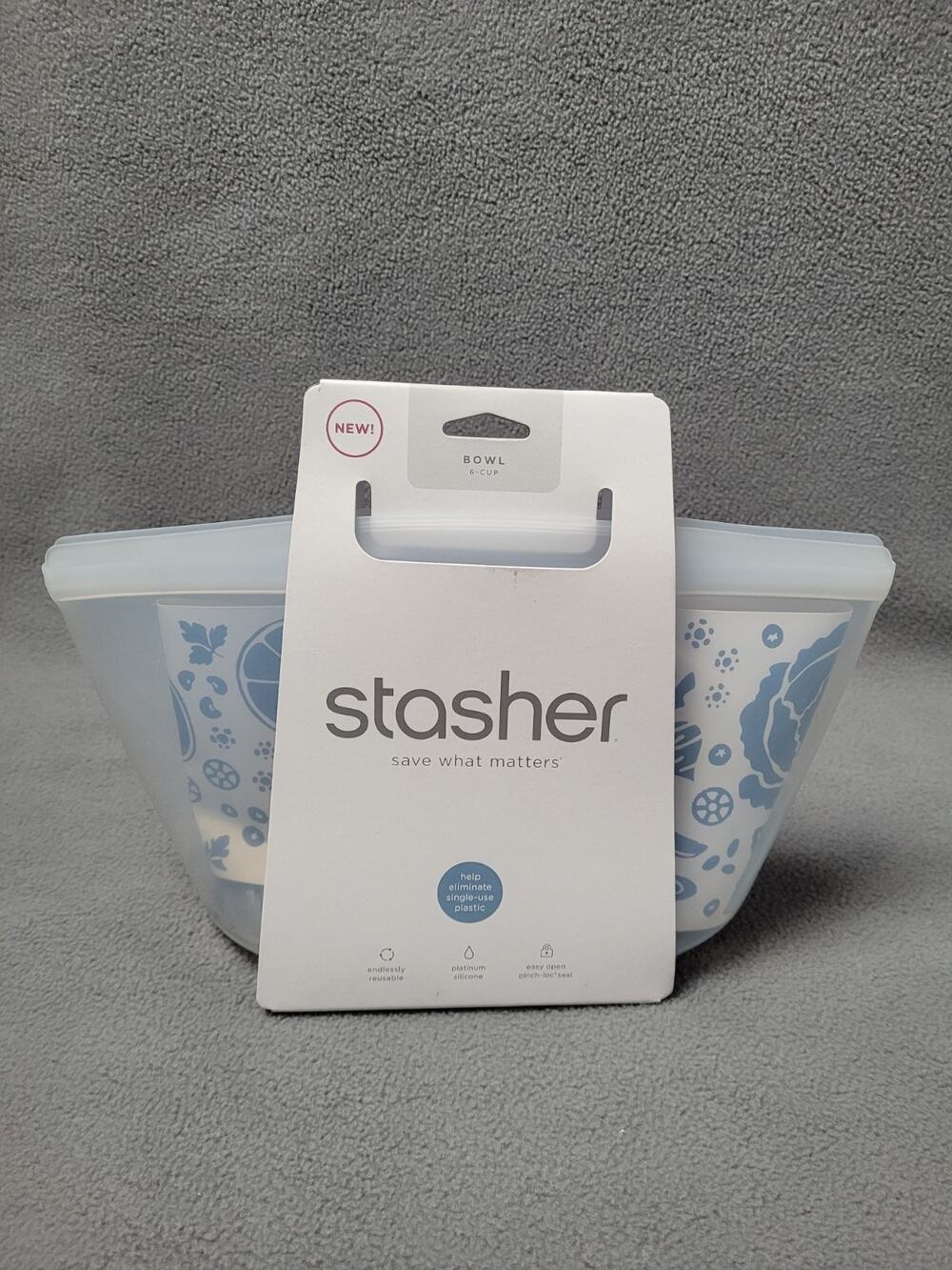 Stasher Premium Silicone Reusable Food Storage Bag Microwavable 6 cup bowl